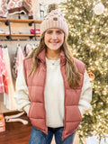 The Tori Mauve Casual Puffer Vest